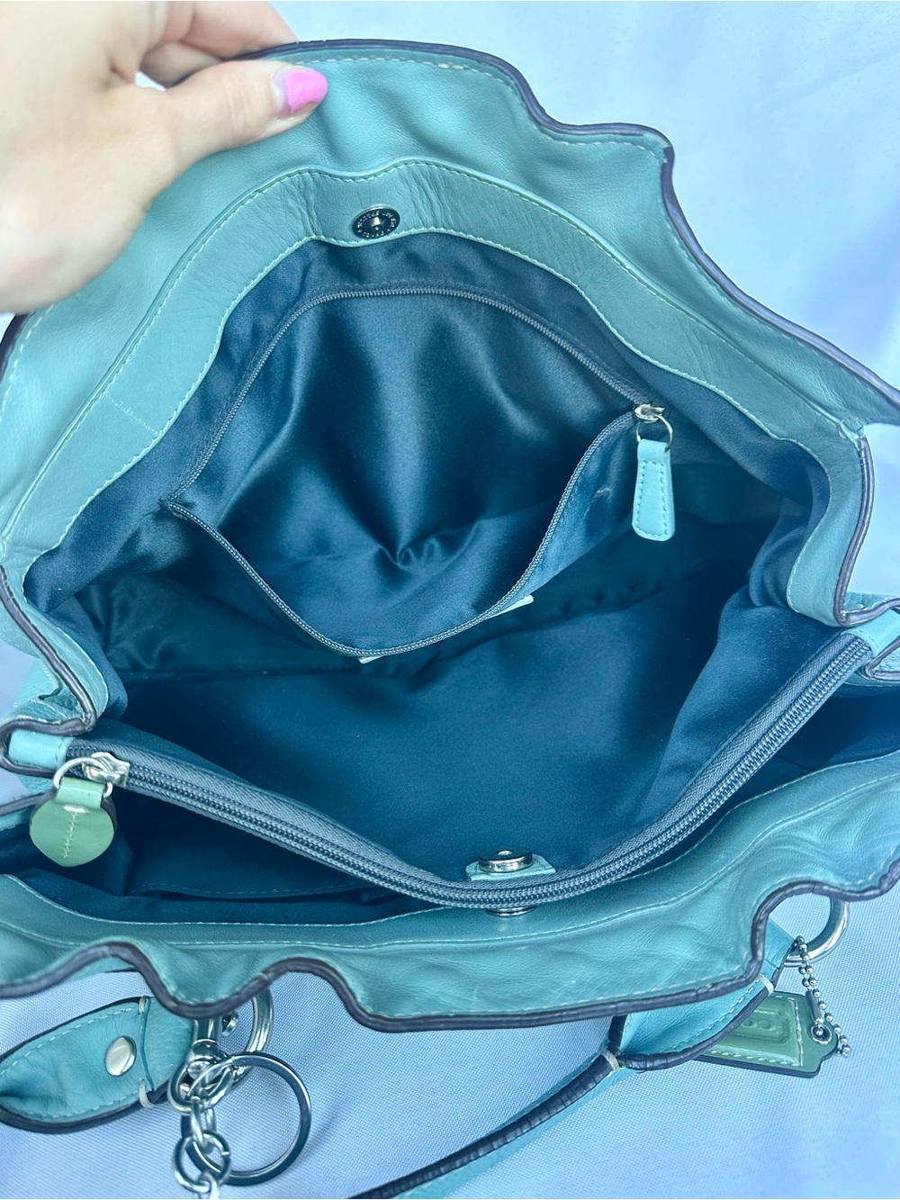 Coach Vintage Penelope Aqua Pebbled Leather Shoulder Bag - Picture 4 of 6